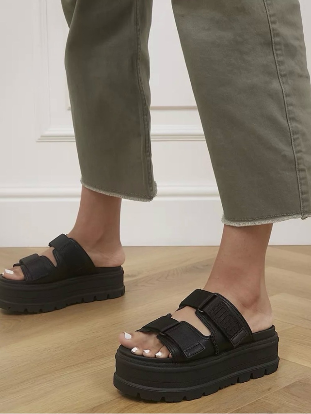 UGG Black Platform Slide Sandals - Women's